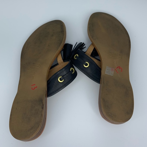 COACH Sheena black leather tassel sandals - Picture 5 of 8